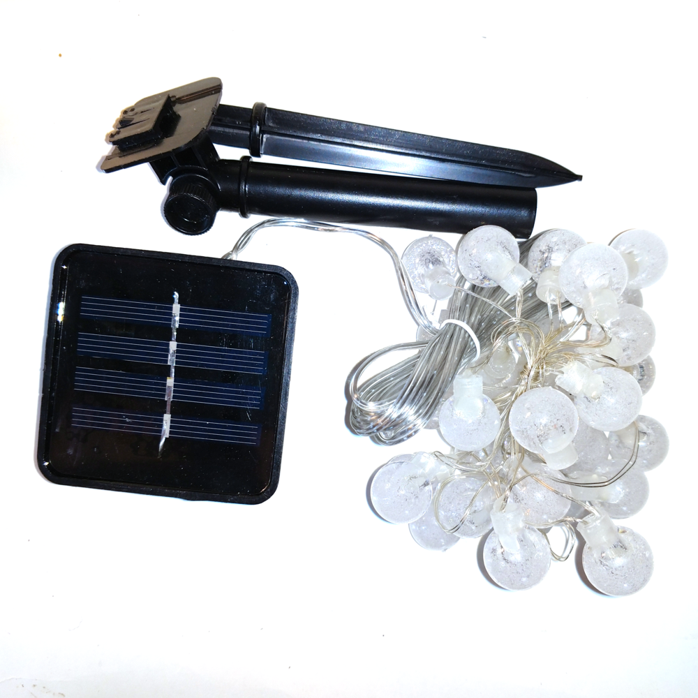 Solar Powered Air Bubble String Lights - 30 LED Multi Colored, 8 Modes