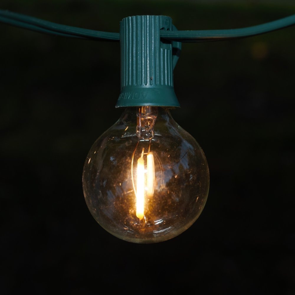 G40 LED Filament Clear String Light Set with White Wire Hometown