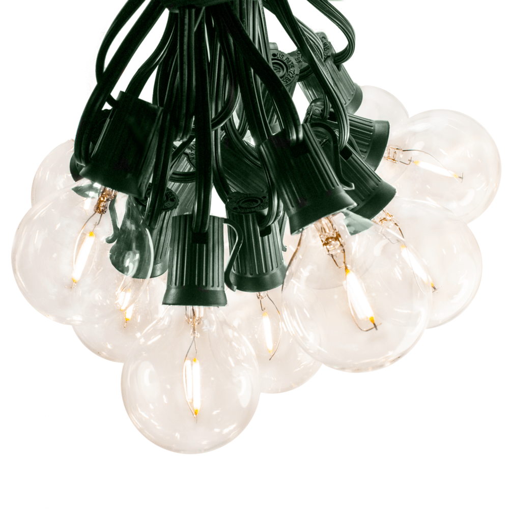 G50 LED Filament Clear String Light Sets Green Wire - Hometown ...