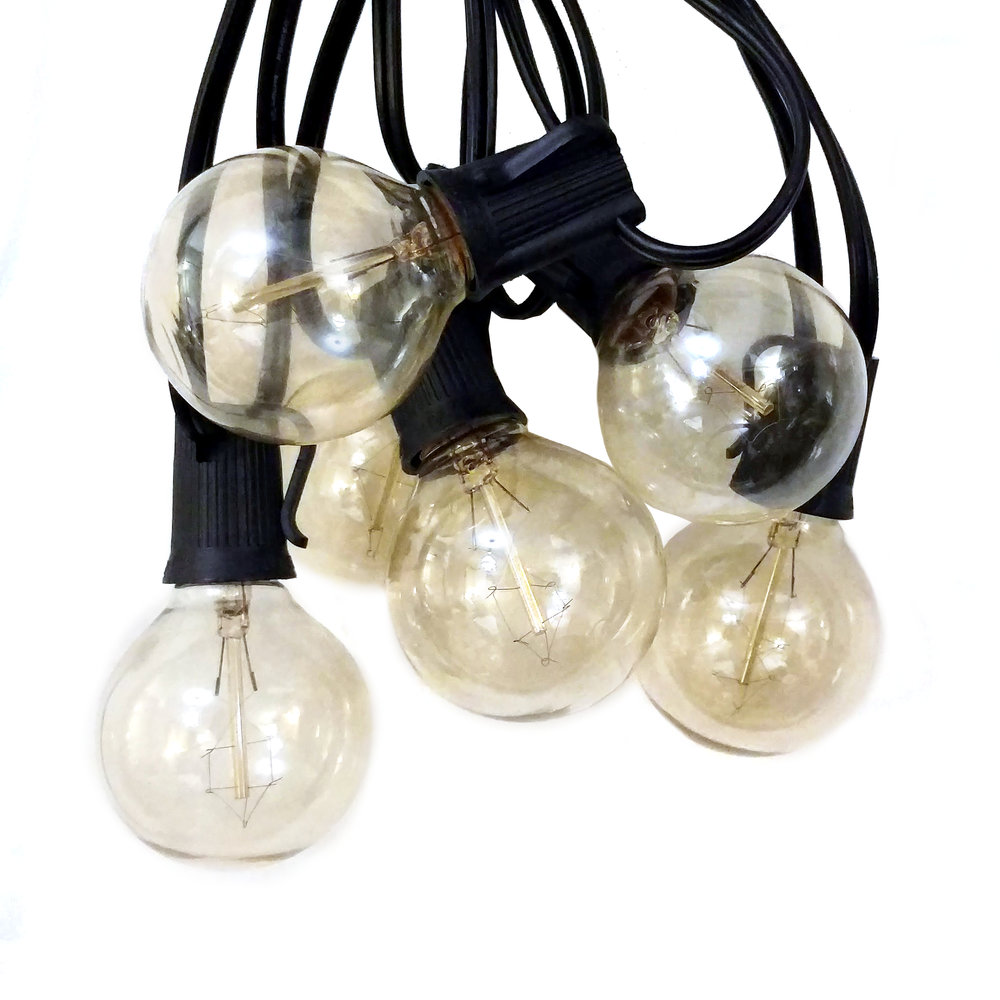 G50 Zig Zag Edison String Light Sets with Black wire Hometown