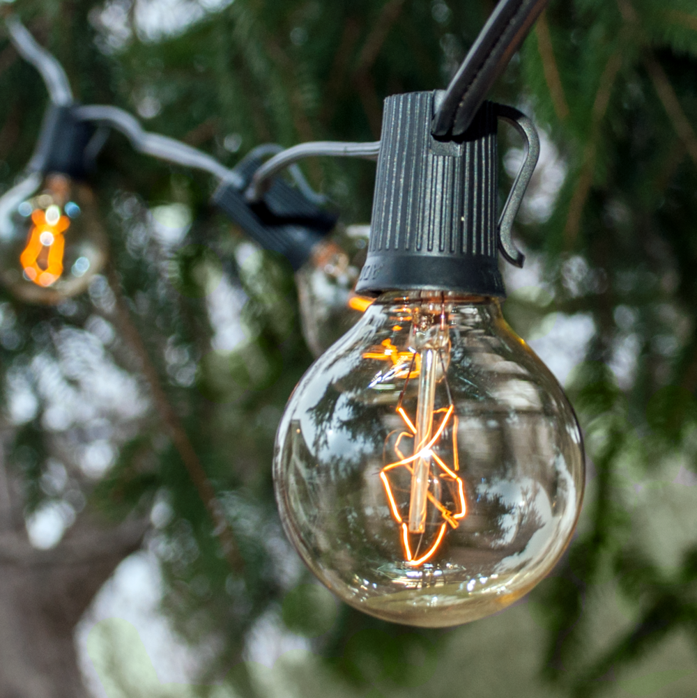 G50 Zig Zag Edison String Light Sets with Black wire Hometown