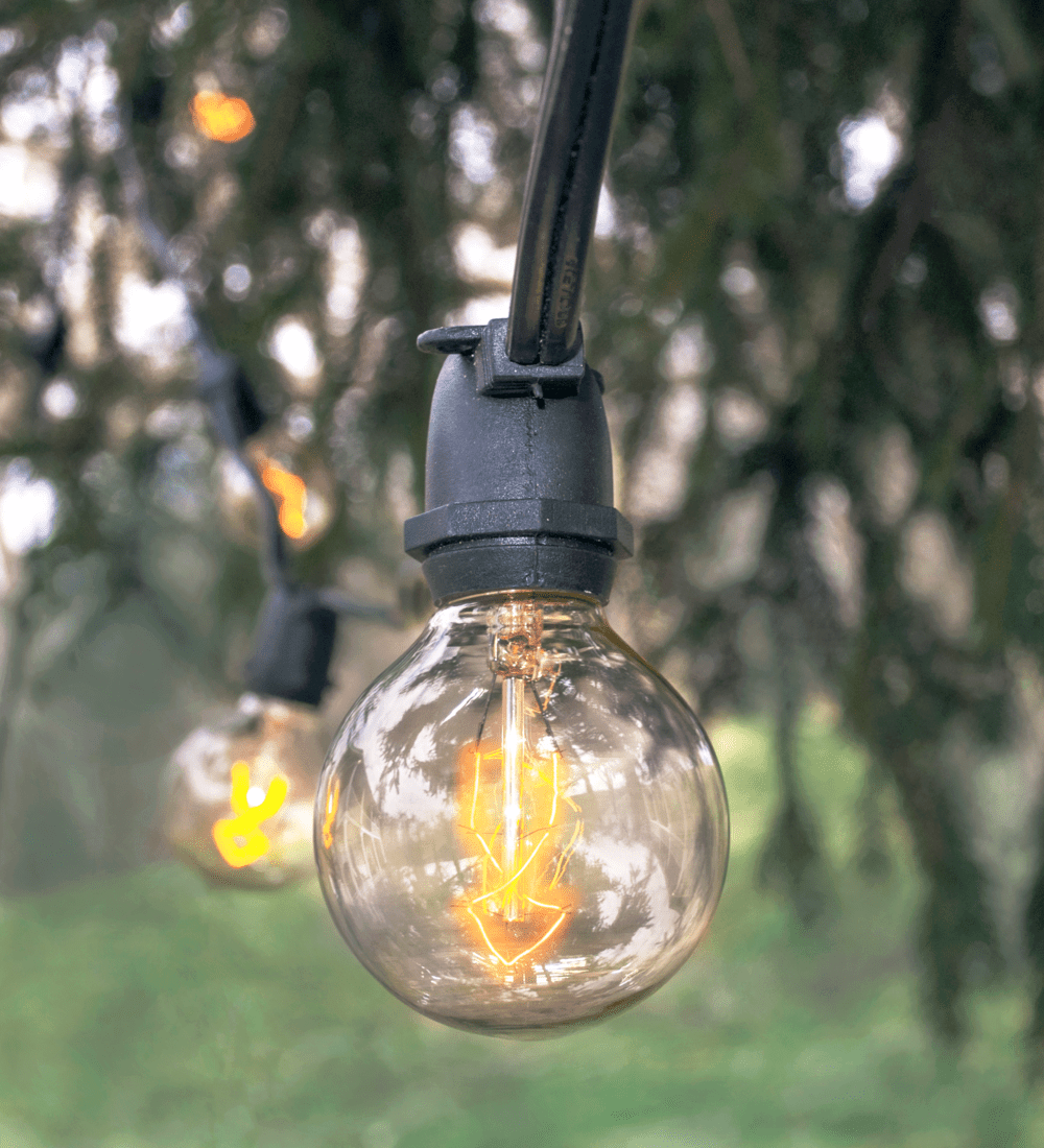 G50 Zig Zag Edison Commercial String Light Sets with Black Wire