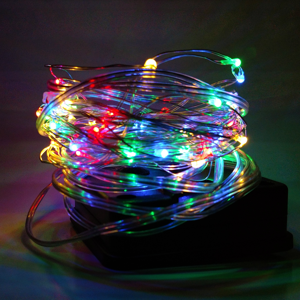 100 LED string Silver Copper Wire Fairy Lights Solar energy Powered Waterproof 