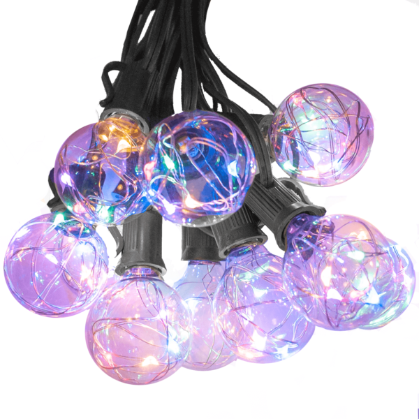 multicolor fairy globe lights on black wire
